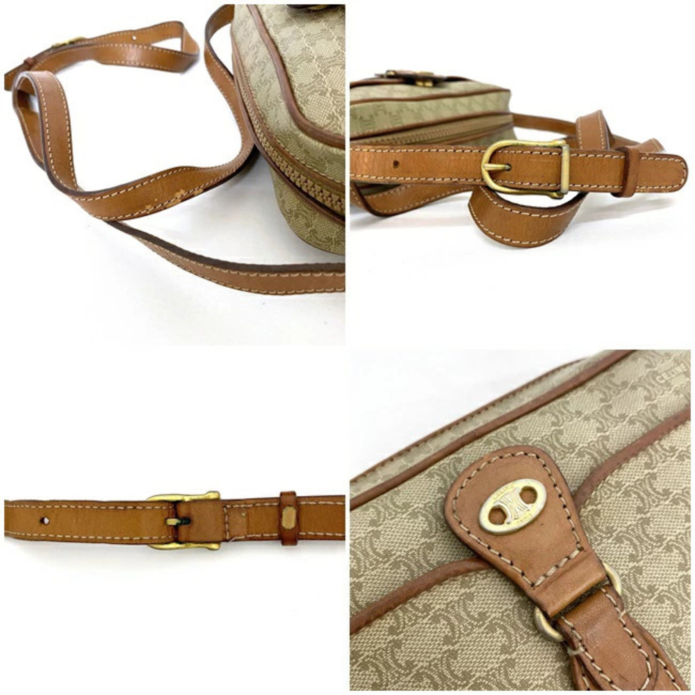 Celine Shoulder Bag Beige Brown Macadam Pochette Crossbody Camera All over - Picture 9 of 10